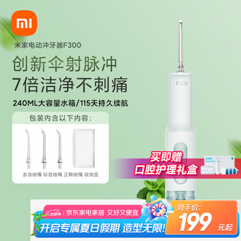 米家小米立式冲牙器 4档模式3种喷嘴 牙齿冲洗器 洗牙器水牙线 F300薄荷绿