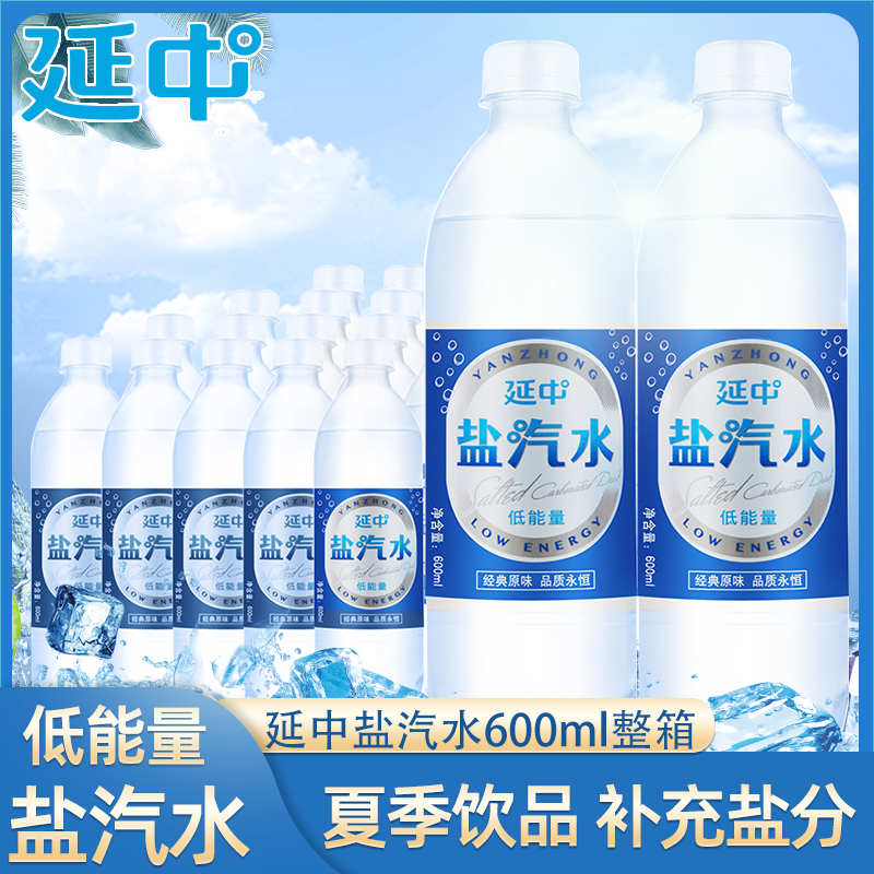 延中盐汽水600ml*20瓶整箱批发低能量碳酸咸味饮料解渴夏季饮品